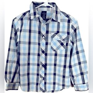 Faded Glory Button down blue and white plaid shirt. Boys size large